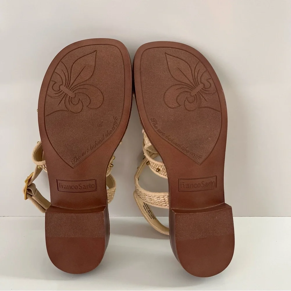 FRANCO SARTO Ina Toe Loop Sandal In Natural Raffia NEW - Picture 12 of 12